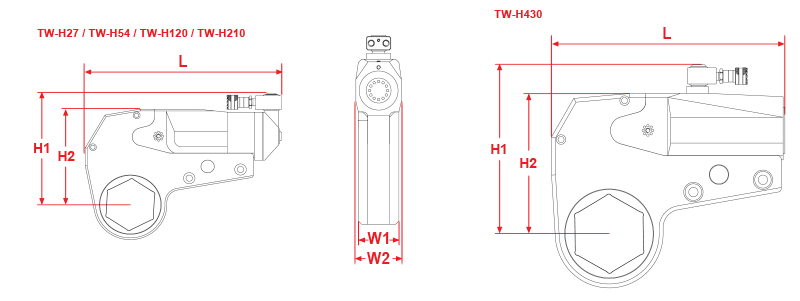 TWH-Series-Hydraulic-Torque-Wrench-Drawing